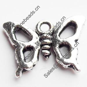 Pendant, Zinc Alloy Jewelry Findings, Lead-free, Butterfly, 17x12mm, Sold by Bag