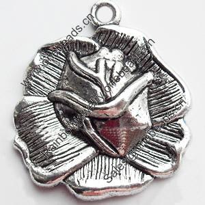 Pendant, Zinc Alloy Jewelry Findings, Lead-free, Flower, 24x26mm, Sold by Bag