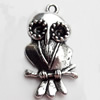 Pendant, Zinc Alloy Jewelry Findings, Lead-free, 19x37mm, Sold by Bag
