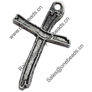 Pendant, Zinc Alloy Jewelry Findings, Lead-free, Cross, 23x35mm, Sold by Bag