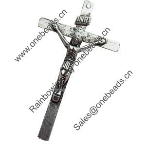 Pendant, Zinc Alloy Jewelry Findings, Lead-free, Cross, 23x39mm, Sold by Bag