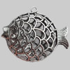 Pendant, Zinc Alloy Jewelry Findings, Lead-free, fish, 58x50mm, Sold by Bag