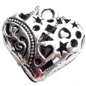 Hollow Bali Pendant Zinc Alloy Jewelry Findings, Lead-free, Heart, 20x20mm, Sold by Bag