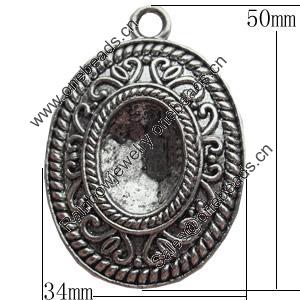 Zinc Alloy Pendant Settings, Lead-free, 34x50mm, Sold by Bag