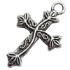 Pendant, Zinc Alloy Jewelry Findings, Lead-free, Cross, 16x25mm, Sold by Bag