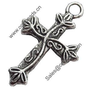 Pendant, Zinc Alloy Jewelry Findings, Lead-free, Cross, 16x25mm, Sold by Bag