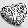 Pendant, Zinc Alloy Jewelry Findings, Lead-free, Heart, 44x39mm, Sold by Bag