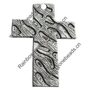 Pendant, Zinc Alloy Jewelry Findings, Lead-free, Cross, 31x42mm, Sold by Bag