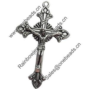 Pendant. Fashion Zinc Alloy jewelry findings. Cross 53x31mm. Sold by Bag
