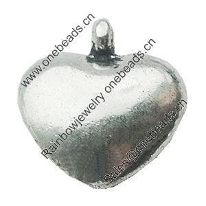Pendant, Zinc Alloy Jewelry Findings, Lead-free, Heart 13x14mm, Sold by Bag