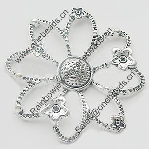 Connectors, Zinc Alloy Jewelry Findings, Lead-free, Flower 44mm, Sold by Bag