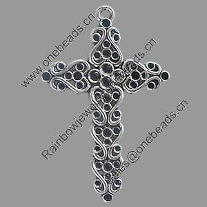 Pendant, Zinc Alloy Jewelry Findings, Lead-free, Cross 46x70mm, Sold by Bag