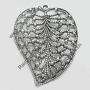 Pendant, Zinc Alloy Jewelry Findings, Lead-free, Leaf 54x76mm, Sold by Bag