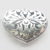 Hollow Bali Beads Zinc Alloy Jewelry Findings, Leaf-free, Heart 77x66mm, Sold by Bag