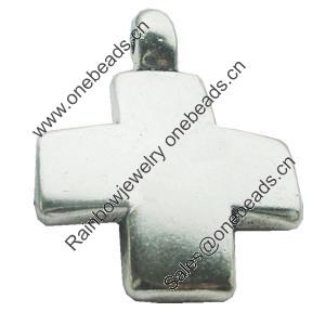 Pendant, Zinc Alloy Jewelry Findings, Lead-free, Cross 26x35mm, Sold by Bag