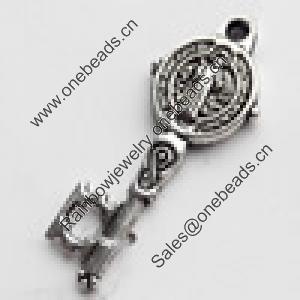 Pendant, Zinc Alloy Jewelry Findings, Lead-free, Key, 10x22mm, Sold by Bag