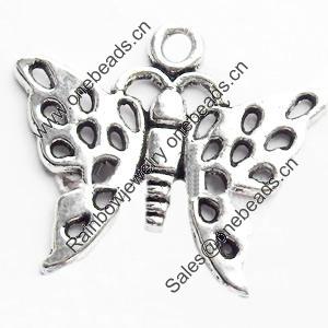 Pendant, Zinc Alloy Jewelry Findings, Lead-free, Butterfly, 20x18mm, Sold by Bag