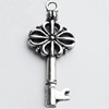 Pendant, Zinc Alloy Jewelry Findings, Lead-free, Key, 12x31mm, Sold by Bag