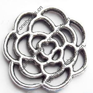 Connector, Zinc Alloy Jewelry Findings, Lead-free, Flower, 15mm, Sold by Bag