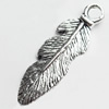 Pendant, Zinc Alloy Jewelry Findings, Lead-free, Leaf, 7x25mm, Sold by Bag