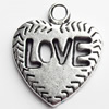 Pendant, Zinc Alloy Jewelry Findings, Lead-free, Heart, 17x20mm, Sold by Bag