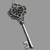 Pendant, Zinc Alloy Jewelry Findings, Lead-free, Key, 21x56mm, Sold by Bag