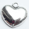 Pendant, Zinc Alloy Jewelry Findings, Lead-free, Heart, 16x16mm, Sold by Bag