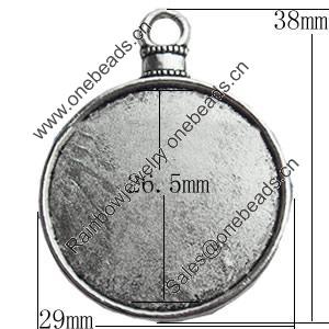 Zinc Alloy Pendant Settings, Lead-free, Outside diameter:29x38mm Inside diameter:26.5mm, Sold by Bag