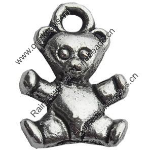 Pendant, Zinc Alloy Jewelry Findings, Lead-free, Bear, 9x13mm, Sold by Bag