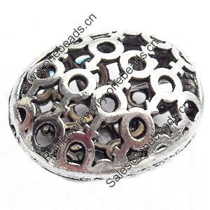 Hollow Bali Beads Zinc Alloy Jewelry Findings, Lead-free, 23x18mm, Sold by Bag