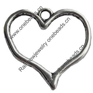 Pendant, Zinc Alloy Jewelry Findings, Lead-free, Heart, 23x23mm, Sold by Bag