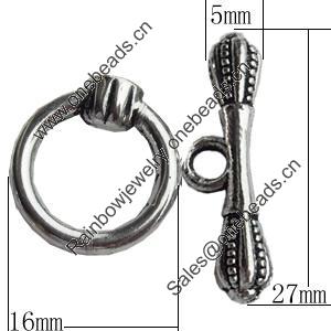 Clasps Zinc Alloy Jewelry Findings Lead-free, Loop:16x16mm Bar:27x5mm, Sold by KG 