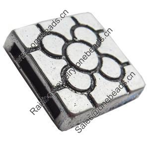 Slider, Zinc Alloy Bracelet Findinds, Lead-free, 18x18mm, Hole length:13mm, Sold by KG