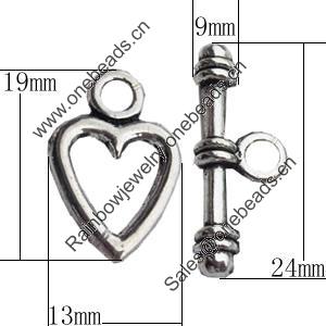 Clasps Zinc Alloy Jewelry Findings Lead-free, Loop:13x19mm Bar:9x24mm, Sold by KG