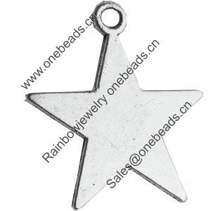 Pendant, Zinc Alloy Jewelry Findings, Lead-free, Star, 20x24mm, Sold by Bag