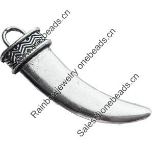 Pendant, Zinc Alloy Jewelry Findings, Lead-free, 12x42mm, Sold by Bag