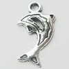Pendant, Zinc Alloy Jewelry Findings, Lead-free, Dolphin 13x23mm, Sold by Bag