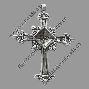 Pendant, Zinc Alloy Jewelry Findings, Lead-free, Cross 34x47mm, Sold by Bag