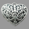 Hollow Bali Pendant Zinc Alloy Jewelry Findings, Leaf-free, Heart 33x32mm, Sold by Bag