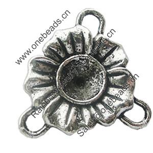 Connectors, Zinc Alloy Jewelry Findings, Lead-free, Flower 25mm, Sold by Bag