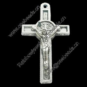 Pendant, Zinc Alloy Jewelry Findings, Lead-free, Cross 25x45mm, Sold by Bag