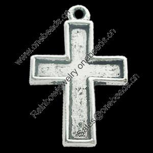 Pendant, Zinc Alloy Jewelry Findings, Lead-free, Cross 19x30mm, Sold by Bag