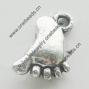 Pendant, Zinc Alloy Jewelry Findings, Lead-free, Foot 10x13mm, Sold by Bag