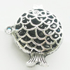 Hollow Bali Pendant Zinc Alloy Jewelry Findings, Leaf-free, Fish 22x23mm, Sold by Bag