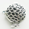 Hollow Bali Pendant Zinc Alloy Jewelry Findings, Leaf-free, Fish 22x23mm, Sold by Bag