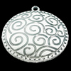 Pendant, Zinc Alloy Jewelry Findings, Lead-free, Flat Round 43x48mm, Sold by Bag