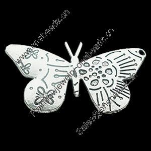 Pendant, Zinc Alloy Jewelry Findings, Lead-free, Butterfly 56x32mm, Sold by Bag