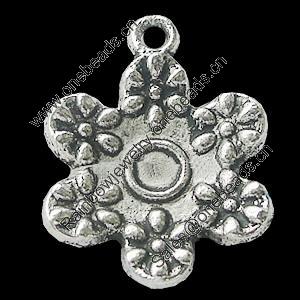 Pendant, Zinc Alloy Jewelry Findings, Lead-free, Flower 16x22mm, Sold by Bag