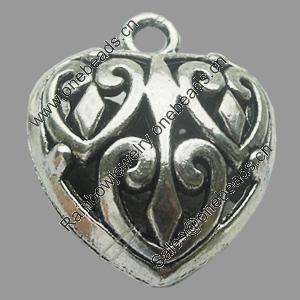 Hollow Bali Pendant Zinc Alloy Jewelry Findings, Leaf-free, 27x32mm, Sold by Bag