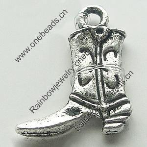 Pendant, Zinc Alloy Jewelry Findings, Lead-free, Boot 12x16mm, Sold by Bag